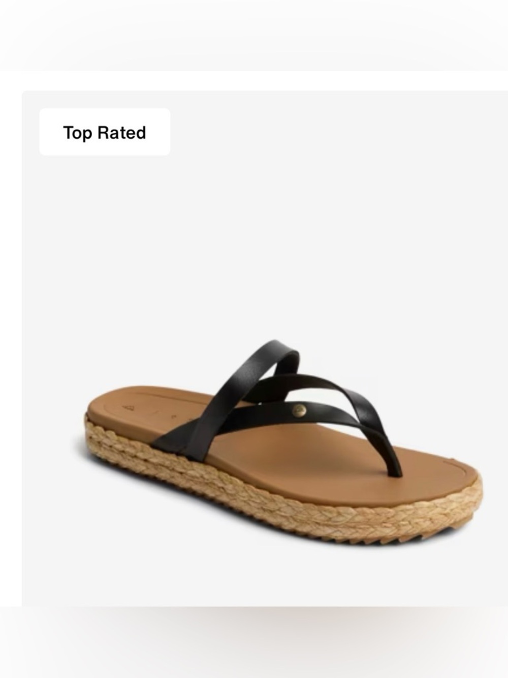 Reef Black Strappy Espadrille-Style Flip Sandals with Tan Footbed